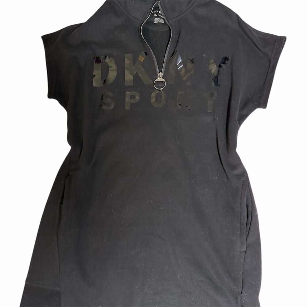 DKNY Sport Women's Black Tunic Fleece Length XS Short Sleeve